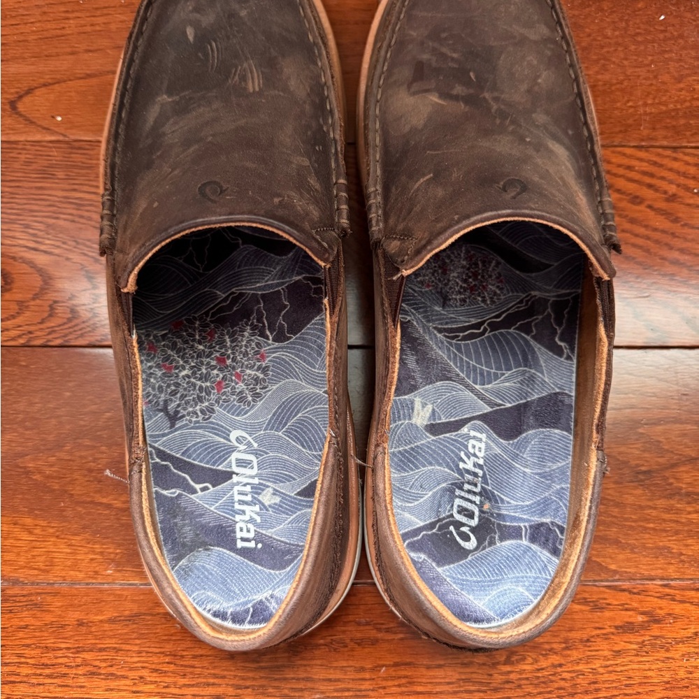OluKai Men's Dark Brown Slip-On Loafers - Picture 3 of 6